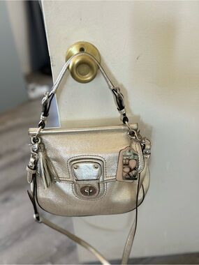 Coach 70th Anniversary Legacy Willis Metallic Silver Leather Shoulder Bag